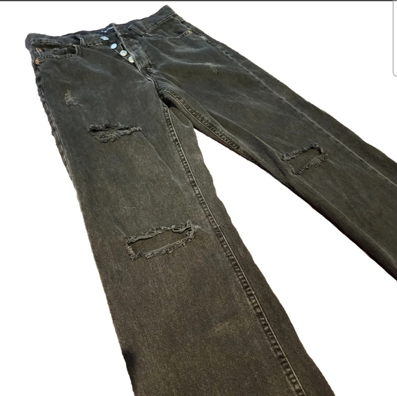 Black Distressed Mom Jeans - Picture 3 of 5